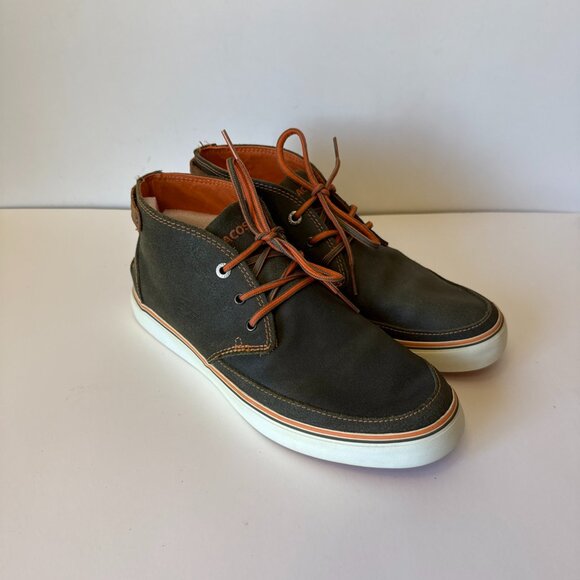 LACOSTE Clavel AP 5 Size 7 Olive Green & Orange Suede Sneaker Ankle Boots - Picture 1 of 16